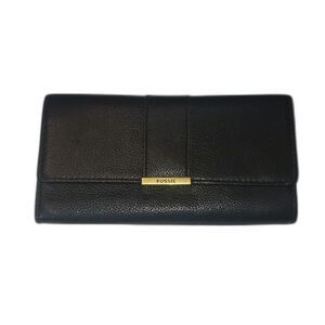 FOSSIL Black Leather Wallet Full Size Clutch